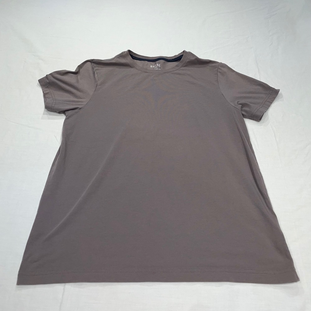 Rhone Mens Short Sleeve Pima Cotton Blend Crewneck T-Shirt Taupe Gray Large